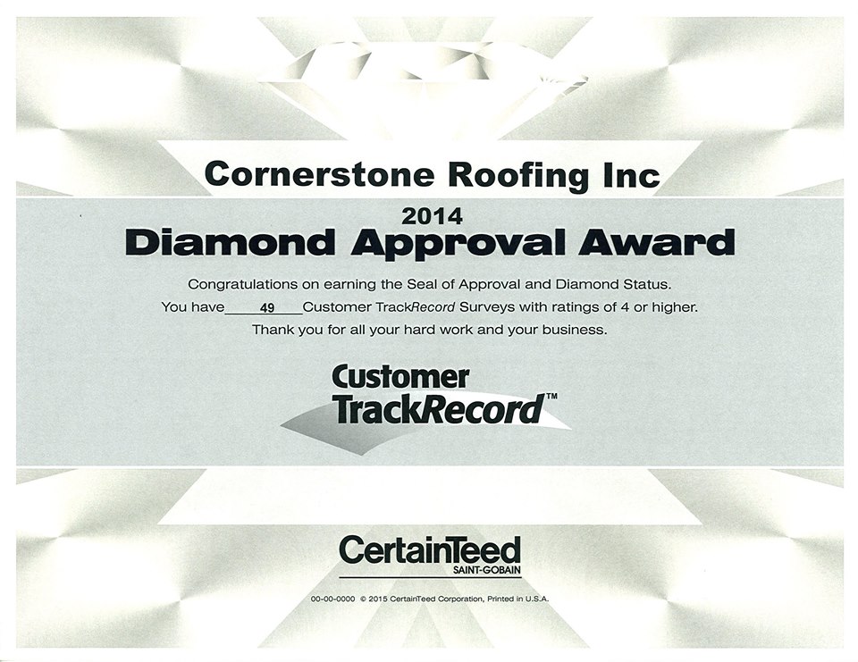 CertainTeed Diamond Approval Award 2014