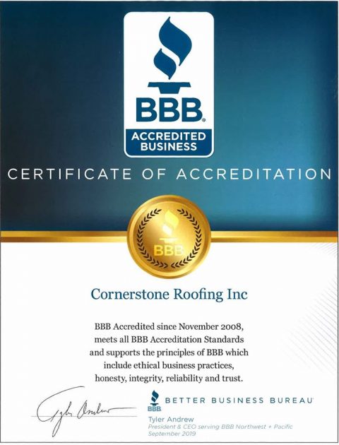 A+ Rated BBB Accredited Business - Cornerstone Roofing, Inc.